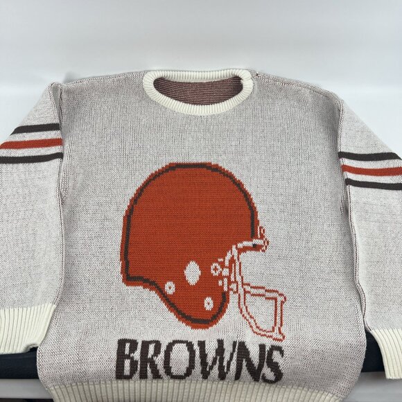 Vintage Cleveland Browns Helmet Sweater Adult XL Cliff Engle VTG No Tag NFL - Picture 1 of 14